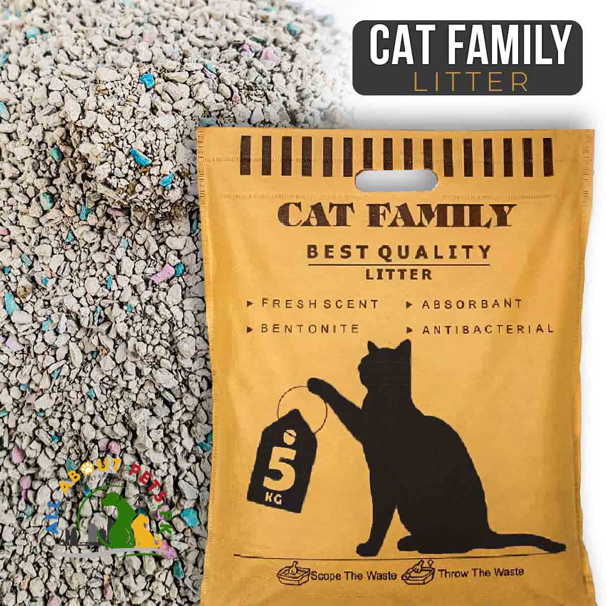 Cat Family Litter Best Quality 5kg – bentonite odor-eliminating cat litter for hygiene and freshness