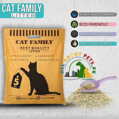 Image of Cat Family Litter best Quality 5kg - Odor-Eliminating Bentonite Formula for a Fresh and Hygienic Cat Environment