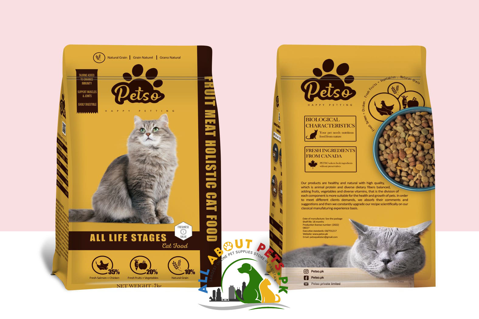 Petso 2kg Cat Food Natural Grain Wholesome Goodness in Every Bite