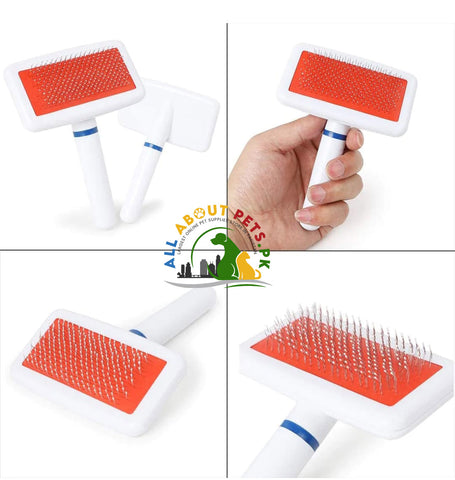 Image of White Grooming Brush for Cats and Dogs – pet grooming brush in Pakistan for shedding control and healthy coats