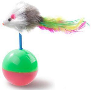 Image of Cat Toy Tumbler Ball With feather Mouse available in pakistan at allaboutpets.pk