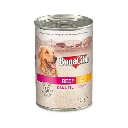 Image of Bonacibo Canned Dog Food Beef Gravy 400g available at allaboutpets.pk