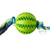 green Rubber Treat Ball with Rope for dogs available at allaboutpets.pk in Pakistan