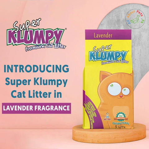 Image of introducing Super Klumpy Cat Litter in Lavender Scented available at allaboutpets.pk in pakistan