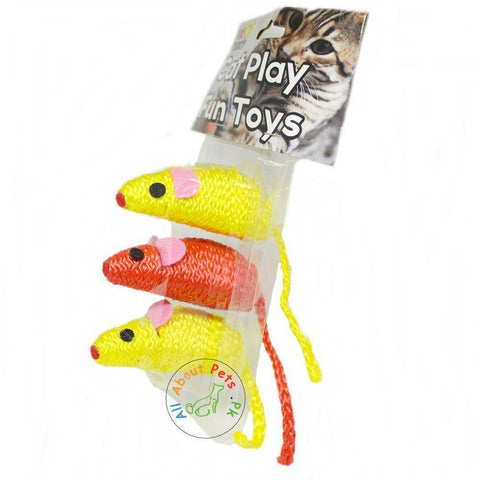 Image of Cat Toy Rope Mouse - Pack of 3, red and yellow color available in Pakistan at allaboutpets.pk