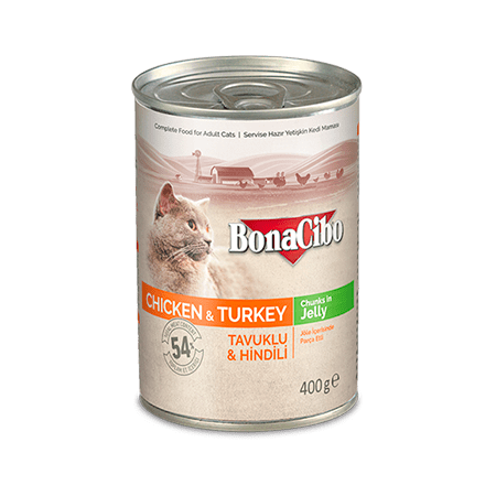 Image of BONACIBO Canned Cat Food Chicken & Turkey 400g