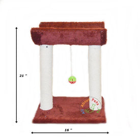 Cat Scratch Post plush maroon With Curve Top & Toy Ball With Bell available in pakistan