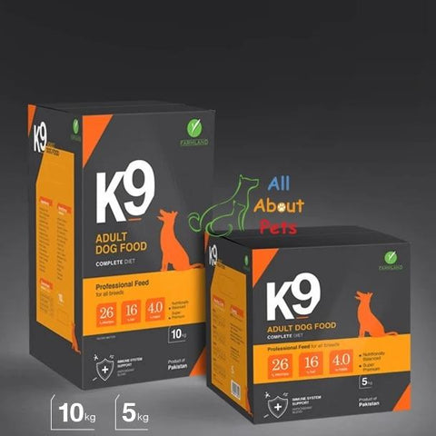 Image of K9 Adult Dog Food 5kg & 10kg, german shepherd food, rottweiler food, pug food, shihtzu food, product of farmland available at allaboutpets.pk  in pakistan.