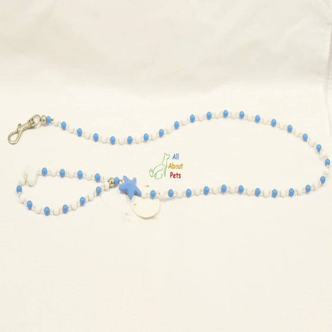 Image of Luxury Pearls Pet Dog Chain Leash blue color for Small Dogs & Cats available at allaboutpets.pk  in pakistan.