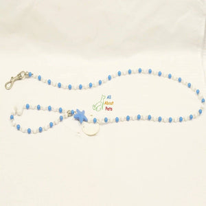 Luxury Pearls Pet Dog Chain Leash blue color for Small Dogs & Cats available at allaboutpets.pk  in pakistan. 