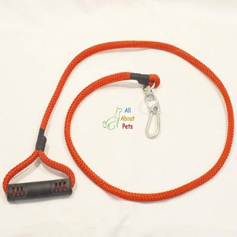 Image of Dog nylon Leash Rope - 12mm with grip - 58", nylon dog leash red color with handle available at allaboutpets.pk in pakistan.