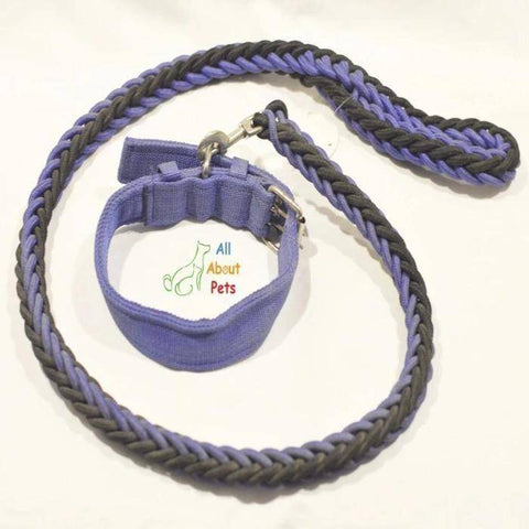 Image of Nylon Dog Collar And Leash Set for dogs black & blue available at allaboutpets.pk in pakistan.