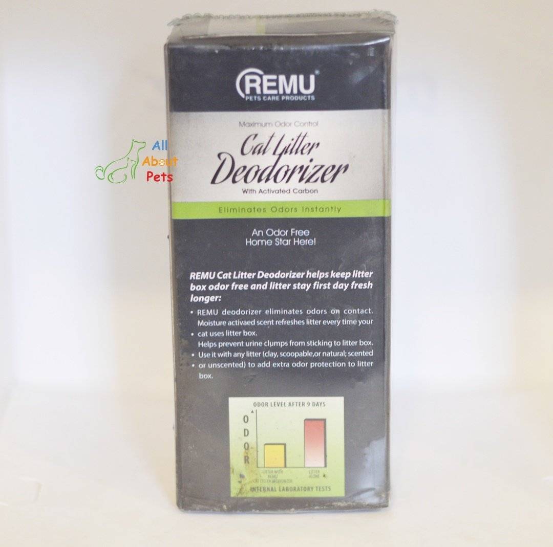 Remu Cat Litter Deodorizer, Activated carbon eliminates odors, prevents urine clumps from sticking to litter available at allaboutpets.pk in pakistan.