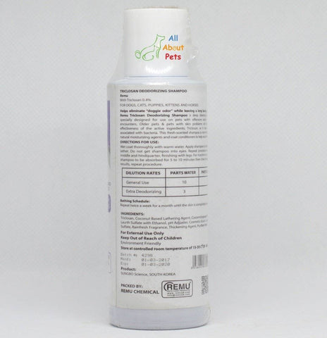 Image of Remu Triclo Deodorizer Shampoo For Cats, Persian cat shampoo available online at allaboutpets.pk in pakistan.