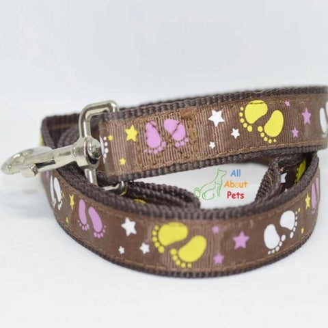 Image of Dog Leash Stars & Footprints 5ft long brown color available at allaboutpets.pk in pakistan