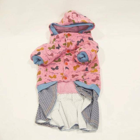 Image of Cat Hooded Shirts With butterfly print Skirts Dress pink color available at allaboutpets.pk in pakistan