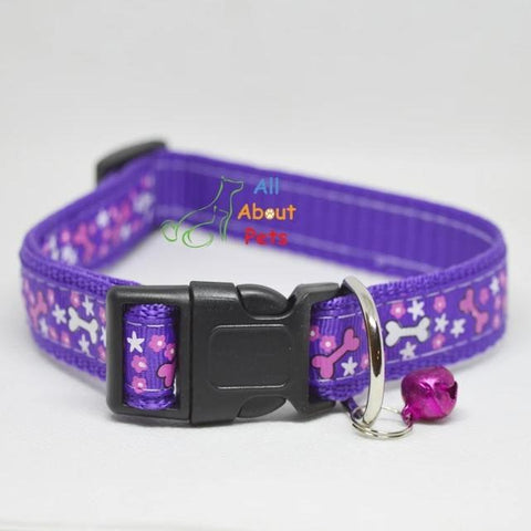Image of Purple Color Nylon Collar bone print For Dogs - Bone & Paw Print available at allaboutpets.pk in pakistan