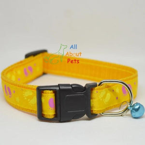 Yellwo Color Nylon Collar paw print For Dogs - Bone & Paw Print available at allaboutpets.pk in pakistan