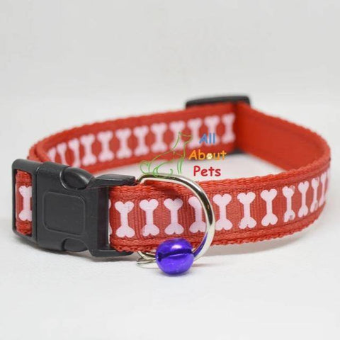 Image of red Color Nylon Collar bone print For Dogs - Bone & Paw Print available at allaboutpets.pk in pakistan