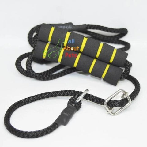 Image of Labrador nylon rope Slip Leash black color 5mm with grip - 58", grip handle, French bulldog show leash, poodle show leash, small dog show leash available at allaboutpets.pk in pakistan.
