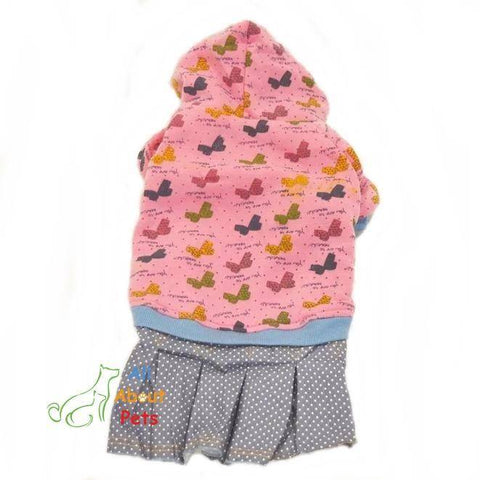 Image of Dog Apparel Hooded Shirts With butterfly print pink color available online at allaboutpets.pk in pakistan