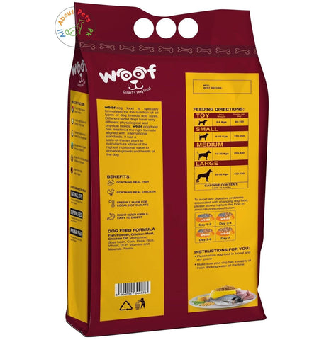 Image of Woof Dog Food Be Happy Pet 3kg, product of seasons, menu dog food available at allaboutpets.pk in pakistan.