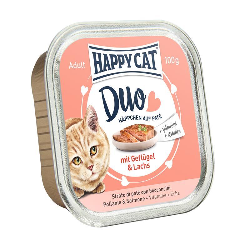 Happy Cat Duo Menu - Poultry & Salmon 100g available online at allaboutpets.pk in Pakistan