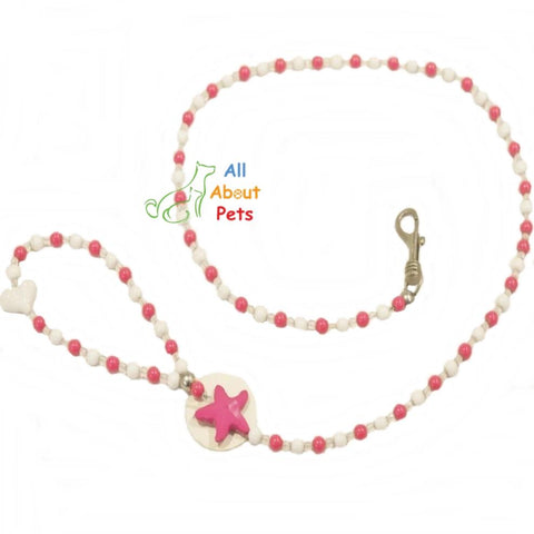 Image of Luxury Pearls Pet Dog Chain Leash pink color for Small Dogs & Cats available at allaboutpets.pk in pakistan.