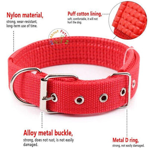 Dog Collar Soft Nylon Padded Adjustable Collars red color size chart available in Pakistan at allaboutpets.pk