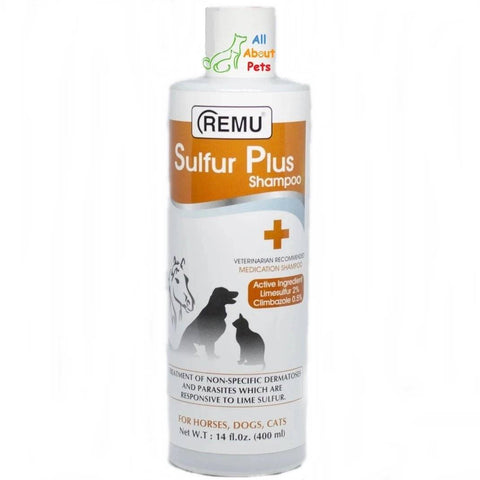Image of Remu Sulfur Plus Shampoo for Dogs, Cats & Horses, Persian cat shampoo available online at allaboutpets.pk in pakistan.