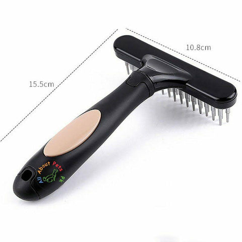 Image of Double Row Pins Professional Pet Undercoat Rake Brush black color available at allaboutpets.pk in Pakistan