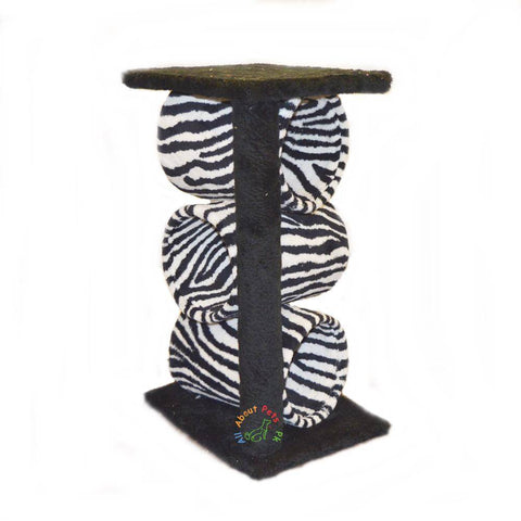 Image of Cat tree  plush tiger print,  with 3 cylinders , 2 Poles & Top available in pakistan at allaboutpets.pk