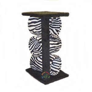 Cat tree  plush tiger print,  with 3 cylinders , 2 Poles & Top available in pakistan at allaboutpets.pk