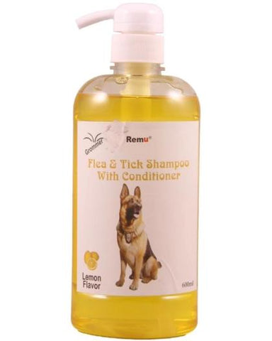 Image of Remu Dog Groomer Shampoo lemon Conditioner 600ml, Smooth & Shiny Coat, Flea & Tick Control available at allaboutpets.pk in pakistan.