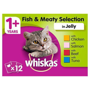 Whiskas  Fish & Meaty Selection in jelly 100g available online in pakistan at allaboutpets.pk 