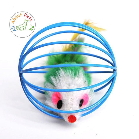 Image of Cat Toy Wire Ball Cage Fur Mouse available at allaboutpets.pk in Pakistan
