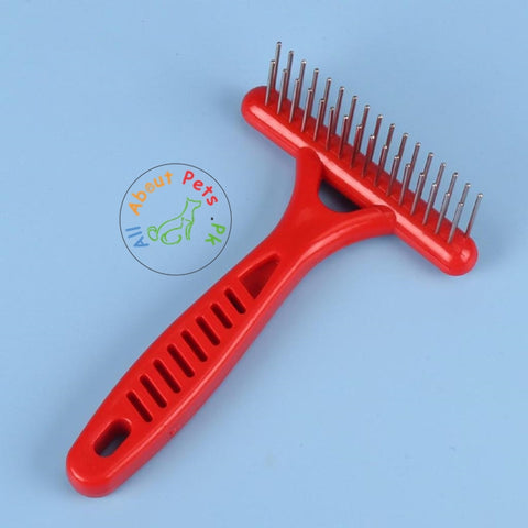 Image of Pet Rake Comb 2 Rows Stainless Steel Teeth Anti-Static Red color available at allaboutpets.pk in Pakistan
