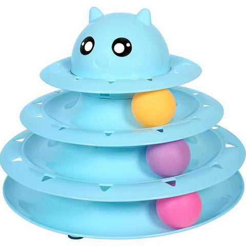 Image of Cat Toy Roller Cat Toys 3 Level Towers Tracks Roller blue color with Three Colorful Ball Interactive Kitten Fun Mental Physical Exercise Puzzle Toys available at allaboutpets.pk in pakistan