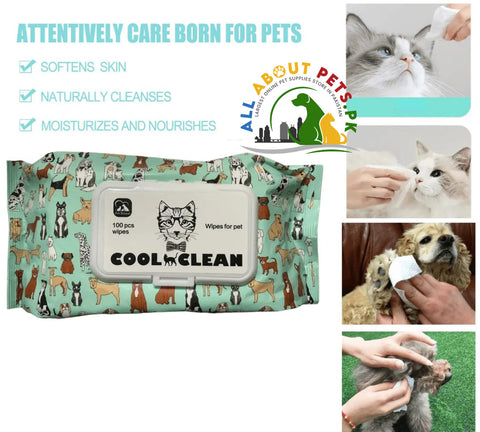 Image of Cat Dog Cleaning Wipes (100 Pieces) - Convenient and Effective Pet Cleaning Solution
