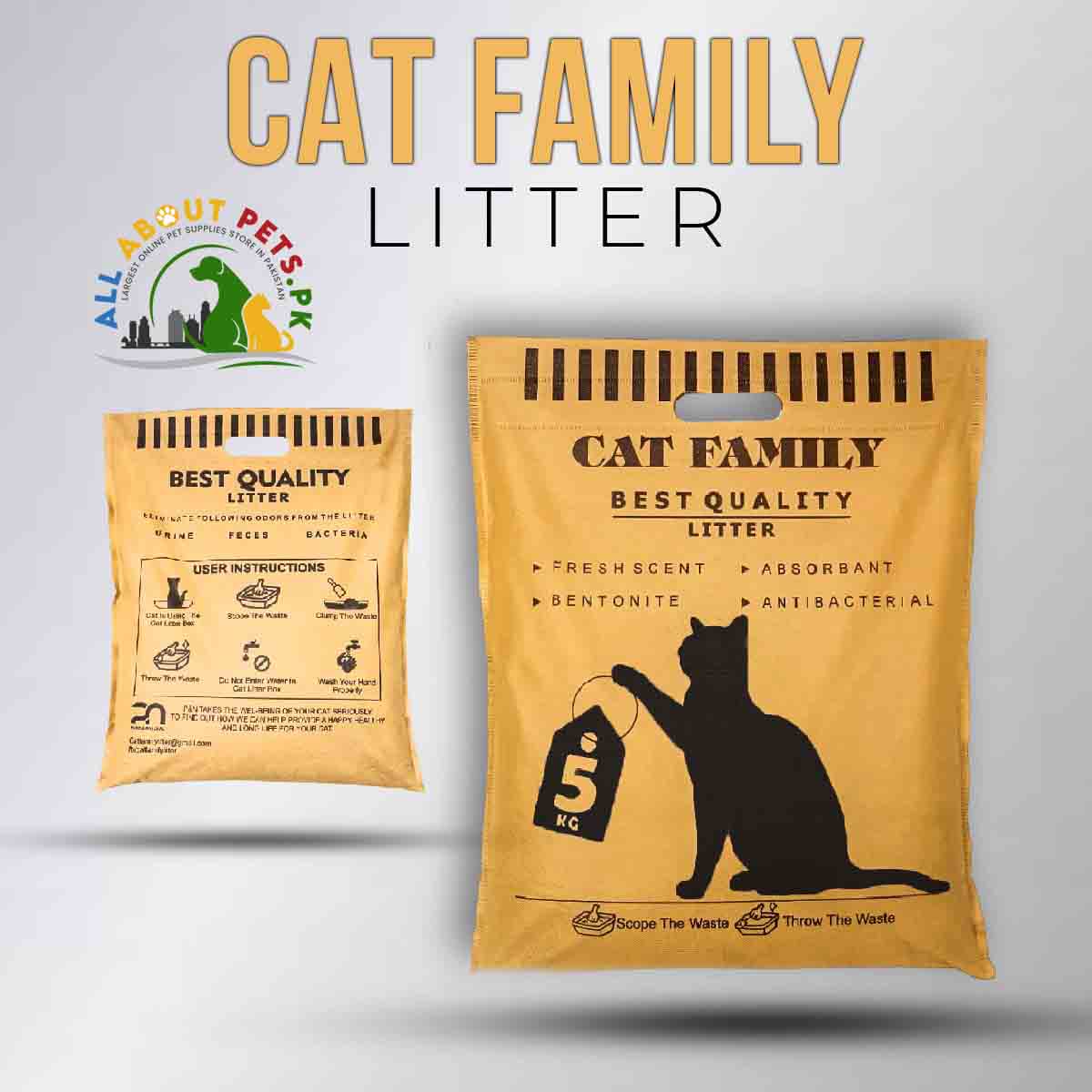 Cat Family Litter Best Quality 5kg – bentonite odor-eliminating cat litter for hygiene and freshness