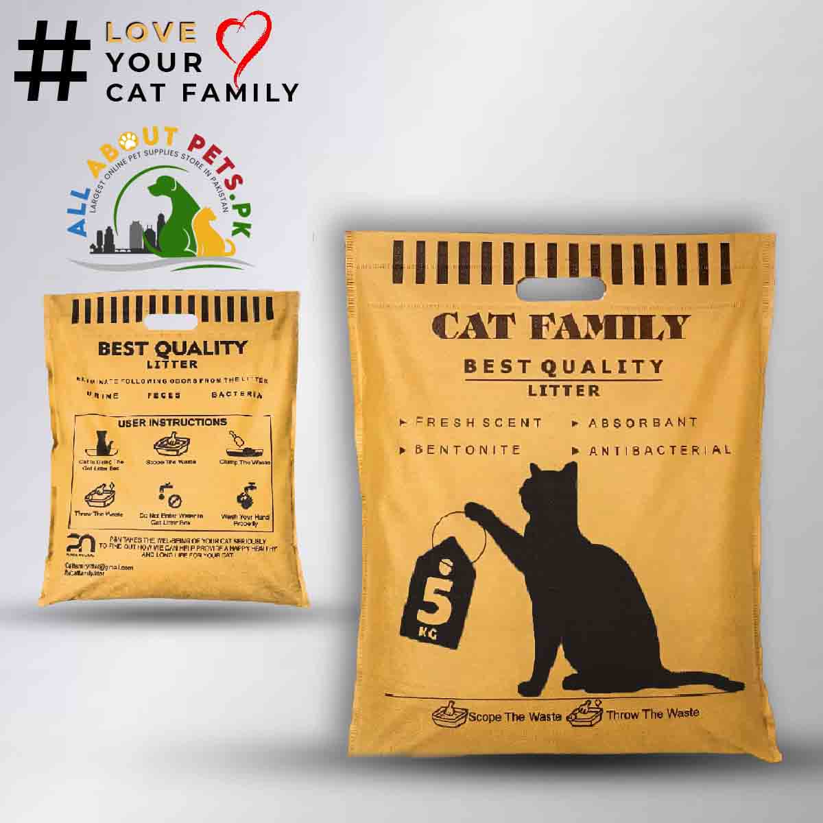 Cat Family Litter Best Quality 5kg – bentonite odor-eliminating cat litter for hygiene and freshness