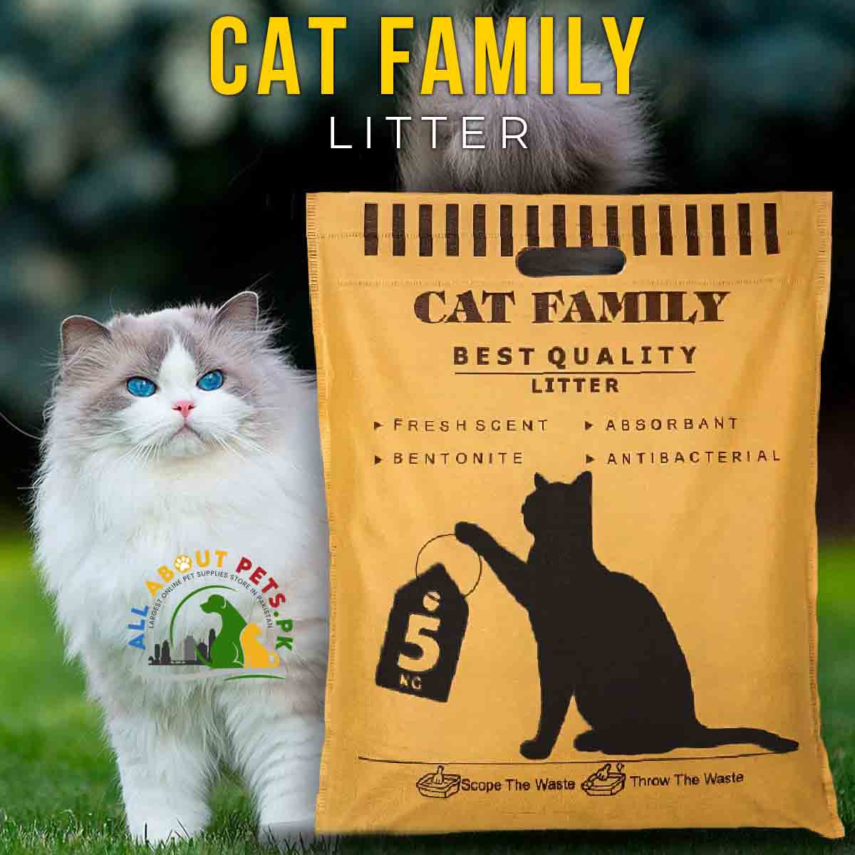 Cat Family Litter Best Quality 5kg – bentonite odor-eliminating cat litter for hygiene and freshness