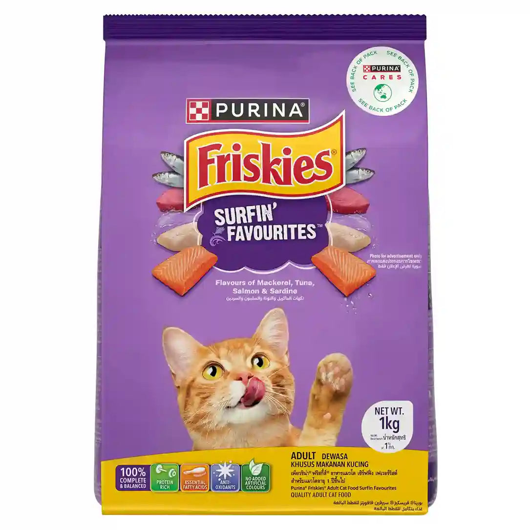 Friskies Adult Surfin’ Favourites Dry Cat Food – Ocean Fish, Tuna, and Salmon