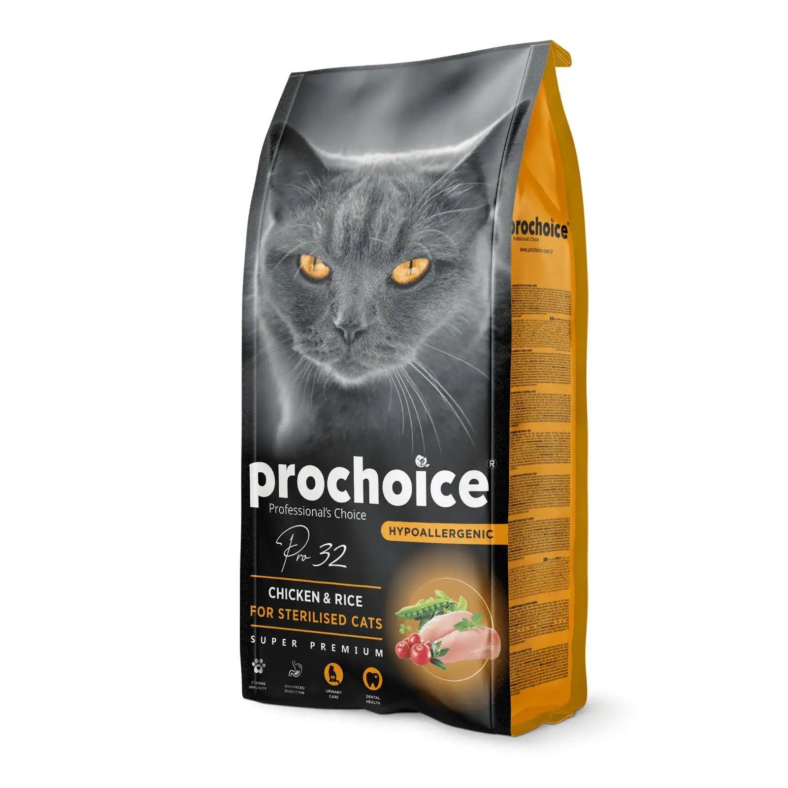 Prochoice Pro32 Hypoallergenic Sterilised Adult Cat Food – balanced diet for sensitive and sterilised cats