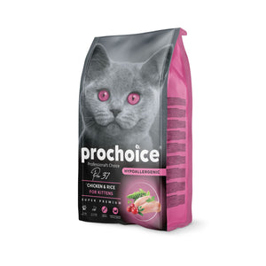 Prochoice Pro37 Hypoallergenic Kitten Food – chicken & rice kibble with prebiotics and omegas for sensitive kittens