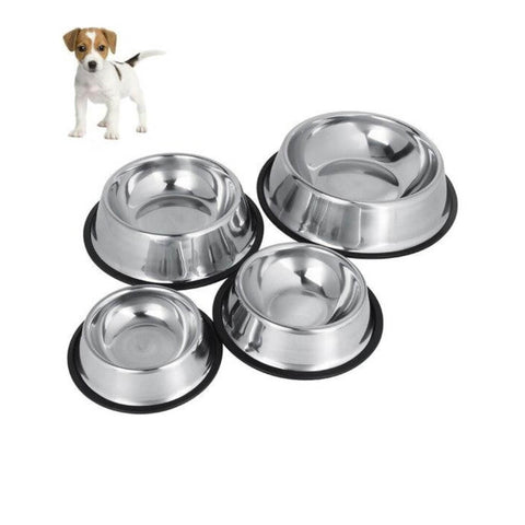 Image of pet feeding Stainless Steel bowls for Dogs & Cats, anti slip rust free dog feeding bowl available at allaboutpets.pk in pakistan.