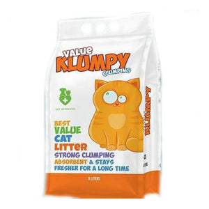 Klumpy Value Cat Litter 5 KG, highly absorbent and it's naturally antibacterial available at allaboutpets.pk in pakistan.