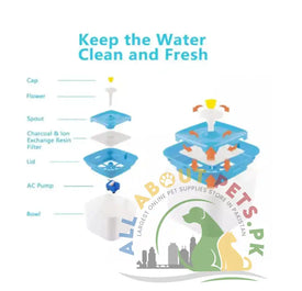 Water Fountain for Cats 2.0 Litres – automatic filtered drinking fountain for cats in Pakistan
