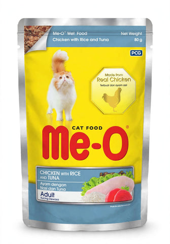 Image of Me-O Adult Cat Wet Food - Chicken with Rice and Tuna 80g Pouch