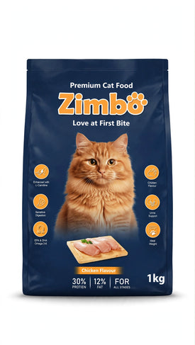 Zimbo Premium Cat Food – Chicken Flavour 1kg - AllAboutPets.Pk